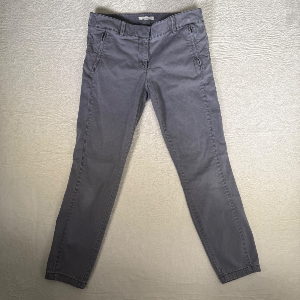 LOFT Womens Gray Skinny Ankle Pants Front Zip Pockets Size 8 Stretch Trousers